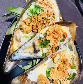 Sò mai nướng trứng mỡ hành 